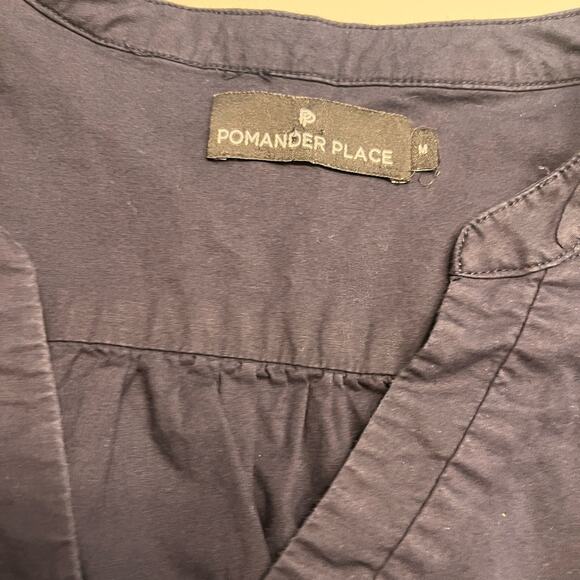 Pomander Place Navy Blue Tiered Mini Dress, size medium, EUC - Picture 6 of 9